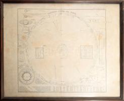 1873 Planeten-System der Sonne (A Naprendszer), Stieler's Hand-Atlas, Gotha, Justus Perthes, üvegezett fakeretben, külső méret: 39,5x48 cm
