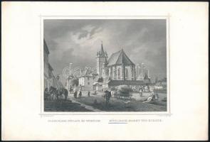 Szászváros - Mühlbach. Ludwig Rohbock (1824-1893) német grafikus részletgazdag acélmetszete a "Magyarország és Erdély eredeti képekben" című illusztrált topográfiai műből. Darmstadt, (1860). Druck und Verlag von G. G. Lange. Acélmetszet, mérete: 115x155 mm, lapméret: 155x235 mm.