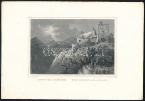 Rozsnyói vár, Erdély. Ludwig Rohbock (1824-1893) német grafikus részletgazdag acélmetszete a "Magyarország és Erdély eredeti képekben" című illusztrált topográfiai műből. Darmstadt, (1860). Druck und Verlag von G. G. Lange. Acélmetszet, mérete: 115x155 mm, lapméret: 155x235 mm.