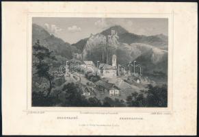 Szarvaskő Ludwig Rohbock (1824-1893) német grafikus részletgazdag acélmetszete a "Magyarország és Erdély eredeti képekben" című illusztrált topográfiai műből. Darmstadt, (1860). Druck und Verlag von G. G. Lange. Acélmetszet, mérete: 115x155 mm,