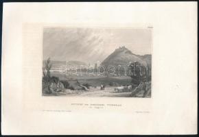 cca 1850 Visegrád romjai (Ruinen des Schlosses Vicegrad), színezett acélmetszet, papír, jelzés nélkül, . 10x15 cm