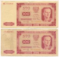 Lengyelország 1948. 100Zl (2x) T:F,VG Poland 1948. 100 Złotych (2x) C:F,VG Krause P#139