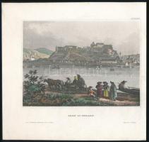 cca 1850 Visegrád romjainak látképe, "Gran in Ungarn", Hildburghausen, Kunstanstalt des Bibliographisches Instituts., színezett acélmetszet, papír, 11x15 cm