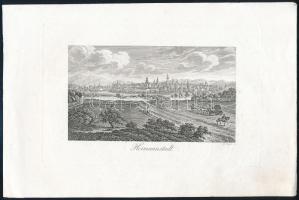 cca 1850 Beyer: Hermannstadt / Nagyszeben, rézmetszet 8×14 cm. lapméret 25x16 cm