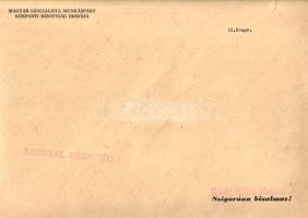 [Aprónyomtatvány] Az MSZMP KB Irodájának "Szigorúan bizalmas!" feliratú hivatalos levélbor...