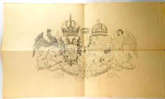 ca 1910 Az Osztrák-Magyar Monarchia nagy méretű részletgazdag címerrajza. Ceruza, papír. Hajtva., La...