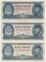 1969. 20Ft + 1975. 20Ft + 1980. 20Ft T:F szép papír