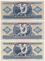 1969. 20Ft + 1975. 20Ft + 1980. 20Ft T:F szép papír