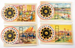 ca 1950 4 db mechanikus, forgatható játéktábla 26x15 cm