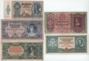 1930. 100P alacsony "E 103 000285" sorszámmal + 1941. 20P alacsony "C 030 000346" sorszámmal + 1945. 500P alacsony "K 065 000373" sorszámmal, magyar "N" betű orosz "P" helyett + 1945. 10.000.000P alacsonyabb "O 454 000937" sorszámmal + 1946. 100.000MP alacsony "B 164 000286" sorszámmal T:F