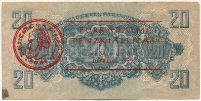 1944. 20P "A Vöröshadsereg Parancsnoksága" egyvonalas értékjelzéssel, hátoldalán piros &qu...