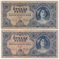 1945. 500P "K 052 020179" magyar "N" betű orosz "P" helyett + helyes szövegezésű támpéldány, a hibás nyomatnál alacsonyabb, "K 039" sorozatszámmal T:F,VG Adamo P19h, P19