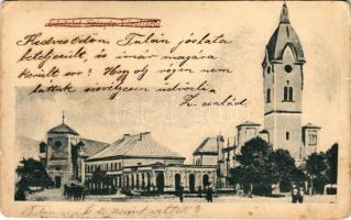 1905 Szinérváralja, Szinyérváralja, Seini; templom, Boér Károly üzlete / church, shop (kis szakadások / small tears)