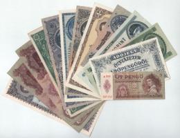 Vegyes, 13xklf Pengő és Forint bankjegytétel, közte 1969. 20Ft hátoldalán nyomdai festékfolttal T:XF...