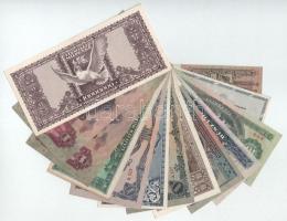 Vegyes, 13xklf Pengő és Forint bankjegytétel, közte 1969. 20Ft hátoldalán nyomdai festékfolttal T:XF...