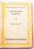 Meresovszkij: Napoleon élete I-II. Bp., Dante. Félbőr kötés, gerinc sérült, kopottas állapotban.