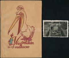 Haranghy Jenő: Vén pelikán és a 7 vadkacsa. Vidám és igaz történetek a régi pesti állatkertből. A gyermekek számára elmondja és rajzolta - - . Olcsó Mesekönyvek I. [Bp., 1947], Szépmíves Műhely, 30 p. Kiadói papírkötés, kissé viseltes borítóval. + Haranghy Jenő (1894-1951) festőművész sírját ábrázoló fotó, 6x9 cm