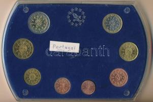 Portugália 2002. 1c-2E (8xklf) forgalmi összeállítás tokban T:AU,XF patina Portugal 2002. 1 Cent - 2 Euro (8xdiff) coin set in case C:AU,XF patina