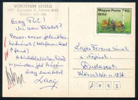 Vörösváry László (1908-1990) könyvkiadó saját kezűleg megírt képeslapja