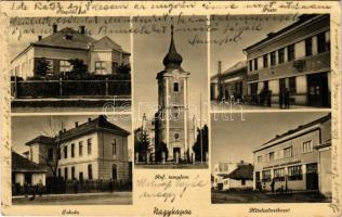 1941 Nagykapos, Velké Kapusany; Püspöki lak, Református templom, Posta, magyar katonák, Iskola, Hitelszövetkezet. Kárpátaljai Hangya Szövetkezet kiadása / bishop's villa, Calvinist church, post office, Hungarian soldiers, school (EK)