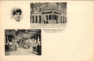 Wien, Vienna, Bécs; Café Wieselburg, Schönnerstrasse 71. / café, interior with pool table and waitress, portrait of the owner. Verlag Alex. Zsigmond