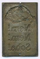 1920-1930 k. "Nem! Nem! Soha!" sárgaréz irredenta lemezplakett Nagy-Magyarország ábrázolás...