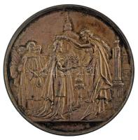 1879. "Székesfehérvári Országos Kiállítás" kétoldalas bronz emlékérem (50mm) T:AU,XF patina, pici ph. Hungary 1879. "Székesfehérvár National Exposition 1879" double-sided bronze commemorative medallion (50mm) C:AUXF patina, tiny edge error