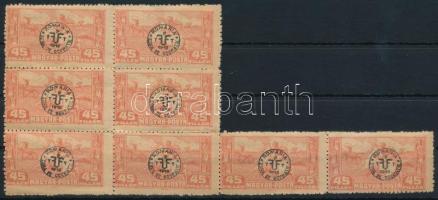 Debrecen II. 1920 45f közönséges papíron 8-as tömbben, Bodor vizsgálójellel (12.000)