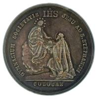 DN "GYMNASIUM SOCIETATIS JESU AD S. STEPHANUM IHS - COLOCAE / UNUS ACCIPIT BRAVIUM" kétoldalas bronz medál (36mm) T:AU,XF, fülnyom, patina