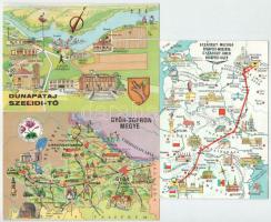 15 db MODERN térkép képeslap (főleg magyar) / 15 MODERN map postcards (mainly Hungarian)