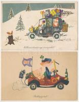 21 db MODERN motívum képeslap: karácsonyi és újévi üdvözlőlapok (Képzőművészeti Alap 50 filléres lap...