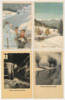 19 db MODERN motívum képeslap: karácsonyi és újévi üdvözlőlapok (Képzőművészeti Alap 60 filléres lapok) / 19 MODERN motive postcards: Christmas and New Year greeting cards