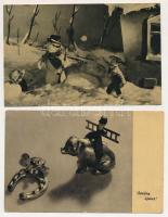 19 db MODERN motívum képeslap: karácsonyi és újévi üdvözlőlapok (Képzőművészeti Alap 60 filléres lap...