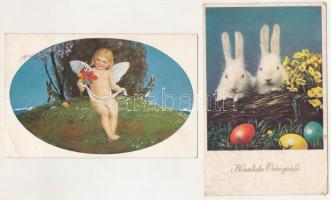 8 db RÉGI motívum képeslap: húsvéti üdvözlőlapok / 8 pre-1945 motive postcards: Easter greeting card...