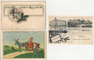 9 db RÉGI motívum képeslap vegyes minőségben: karácsonyi és újévi üdvözlőlapok / 9 pre-1945 motive p...