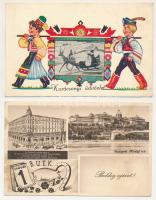 9 db RÉGI motívum képeslap vegyes minőségben: karácsonyi és újévi üdvözlőlapok / 9 pre-1945 motive p...