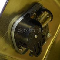 2 db zenélő karácsonyi süteményes fémdoboz, az egyiken kopásnyomokkal, 12x9x12 cm