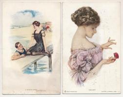 10 db RÉGI motívum képeslap: hölgyek művészlapok / 10 pre-1945 motive postcards: lady art postcards