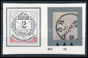 1874 2kr alsó ernyős vésésjavítással, a legritkább javítások egyike (ex Orbán, Sebestyén aranyérmes kiállítási anyagból)