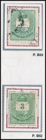 1874 2 db 3kr durva gyöngyjavítással (ex Orbán, Sebestyén aranyérmes kiállítási anyagból)
