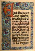 ca 1910-1930 5 db dekoratív rajzolt emléklap, kódexlap másolat. 42x29 cm