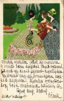 1915 Lady art postcard. B.K.W.I. 683-2. (ázott sarok / wet corner)