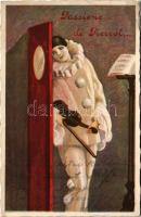 1926 Passione di Pierrot / Clown art postcard. Degami 895. (ázott / wet damage)