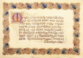 ca 1920 Kézzel rajzolt dekoratív hálaadó oklevél. Akvarell, papír, 49x33 cm