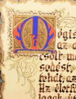 ca 1920 Kézzel rajzolt dekoratív hálaadó oklevél. Akvarell, papír, 49x33 cm