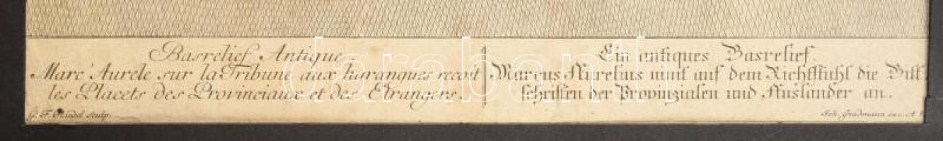 Marcus Aurelius császár a provinciák küldötteit fogadja. Rézemetszet. ca 1780. G. F. Riedel - Joh. G...