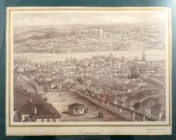 Konstantinápoly látképe. Litográfia. megjelent Alois Auer: Faust 1853. 28x20 cm Üvegezett keretben.,