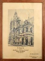 1941 Magyarország - Németország labdarúgó mérkőzés keretezett emléklapja a kölni főpolgármester aláírásával. Üvegezett keretben 30x42 cm