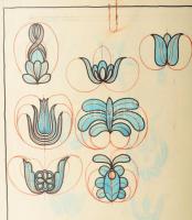 ca 1930 Kézzel rajzolt mintakönyv kb 30 db rajzzal 20x30 cm