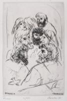 Borsos Miklós (1906-1990): Firenzei. Rézkarc, papír, jelzett, sorszámozott 12/100. 29x20 cm Feltekerve